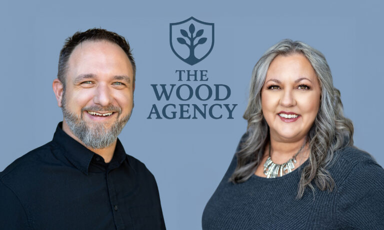 Ben and Andrea Wood including the Wood Agency Logo